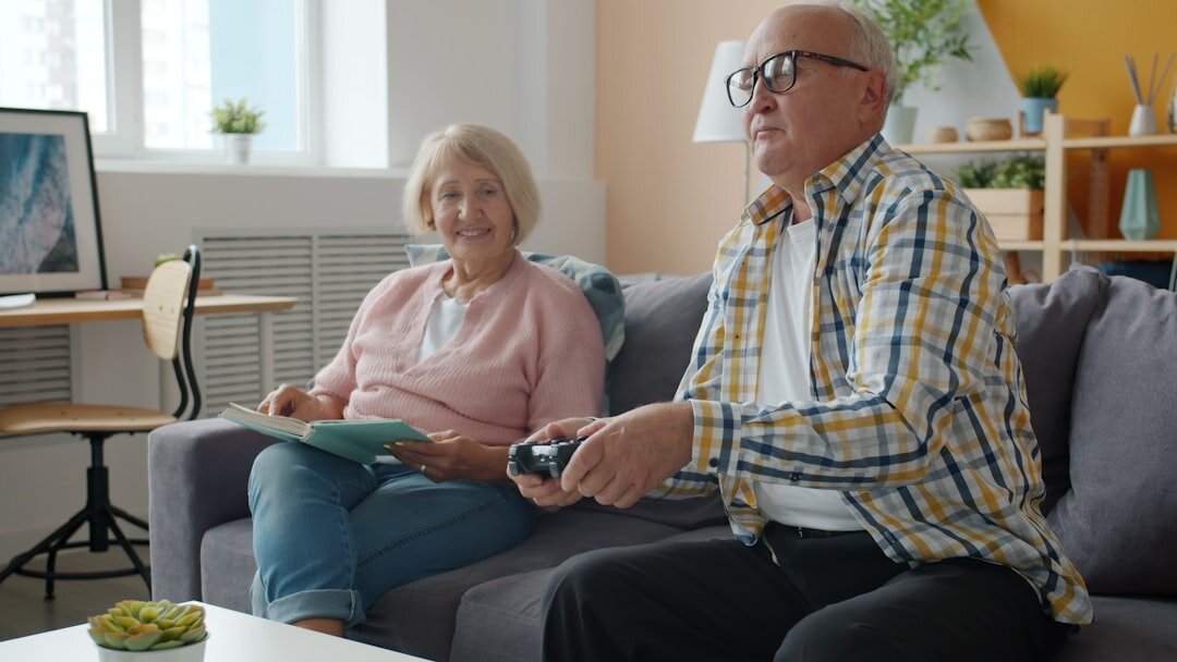 happy elderly people relaxing